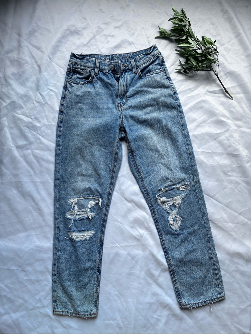 American Eagle Outfitters Light Blue Straight Leg  Mom Jeans